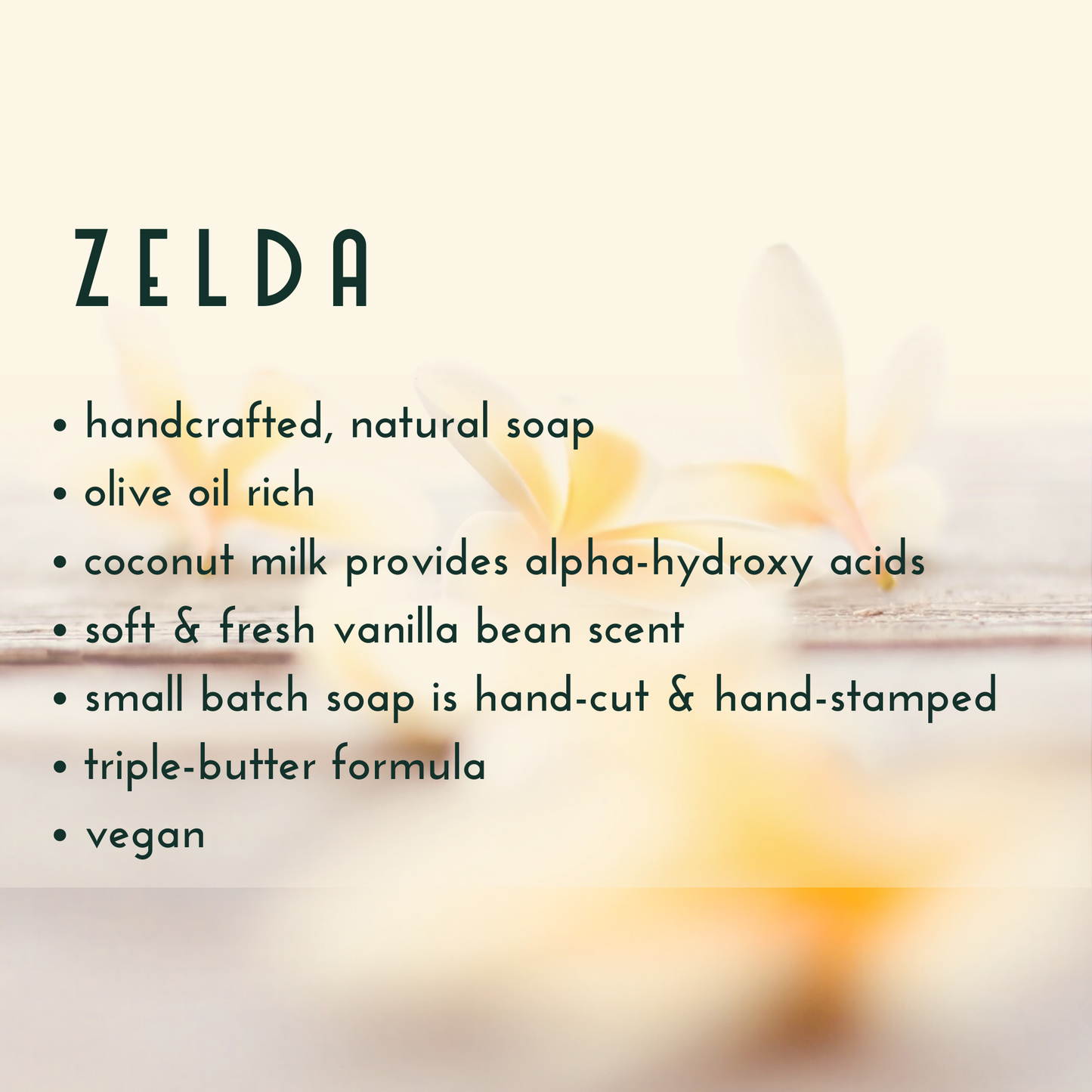 Handmade Soap – Zelda – Fresh Vanilla Bean