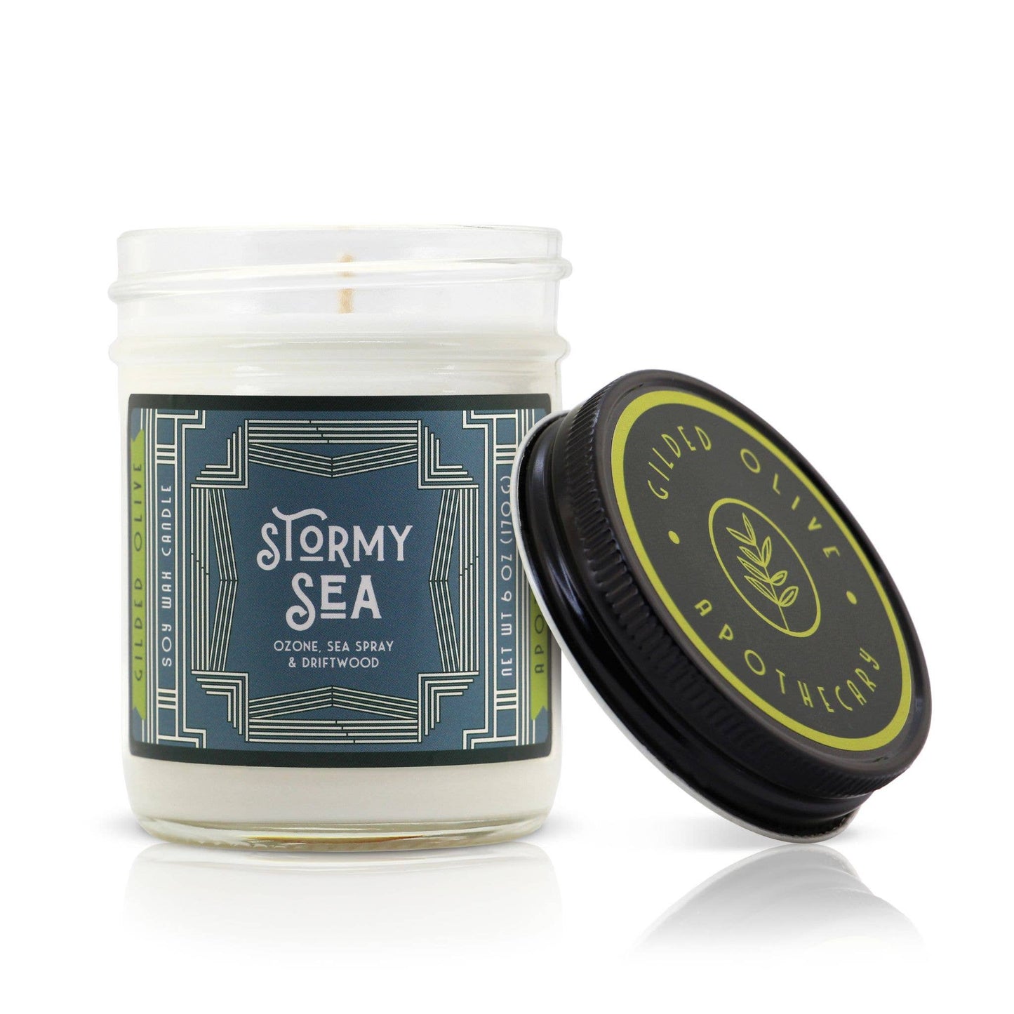 Soy Candle – Stormy Sea – Ozone, Watery Greens & Driftwoods