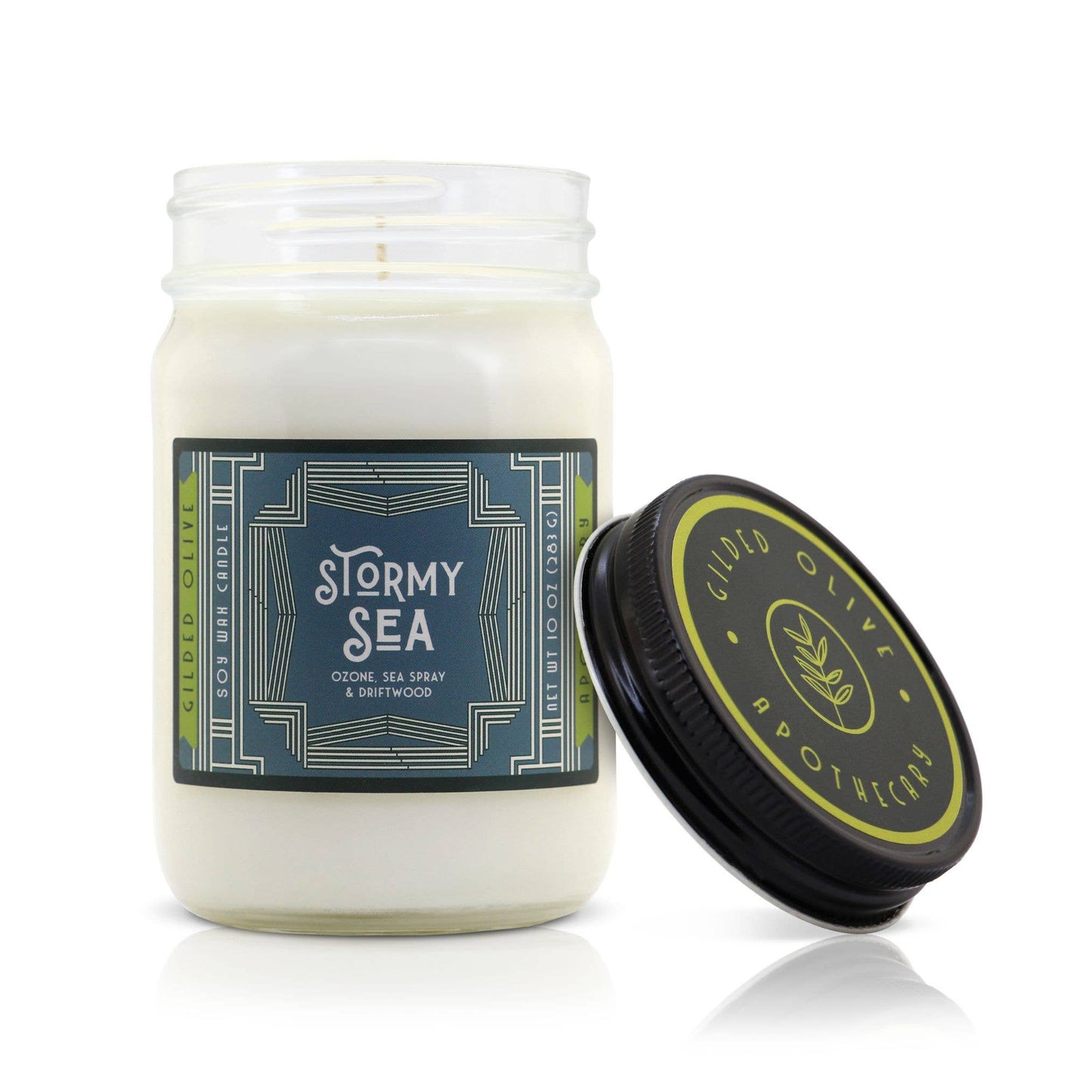 Soy Candle – Stormy Sea – Ozone, Watery Greens & Driftwoods