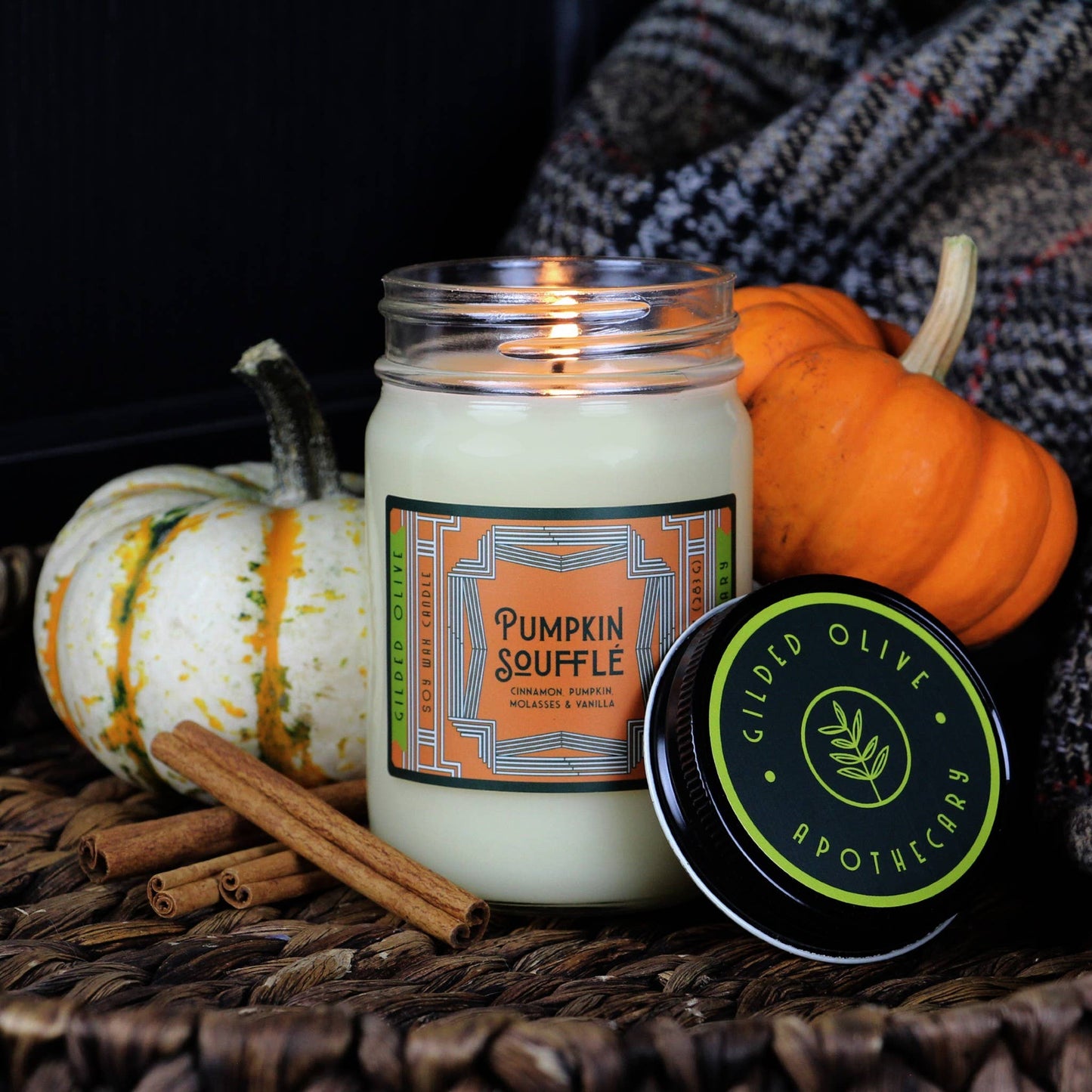 Soy Candle – Pumpkin Souffle – Pumpkin, Vanilla & Cinnamon