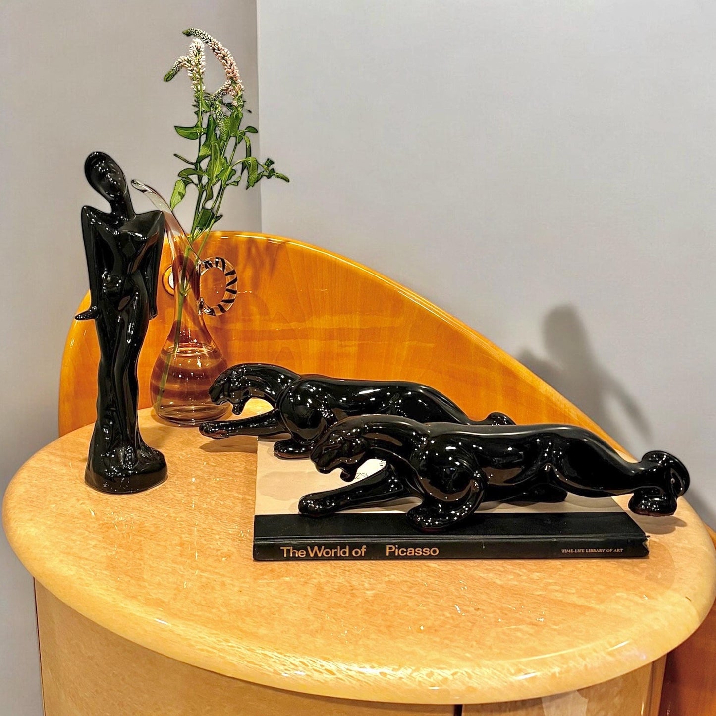 art deco black statue of a woman