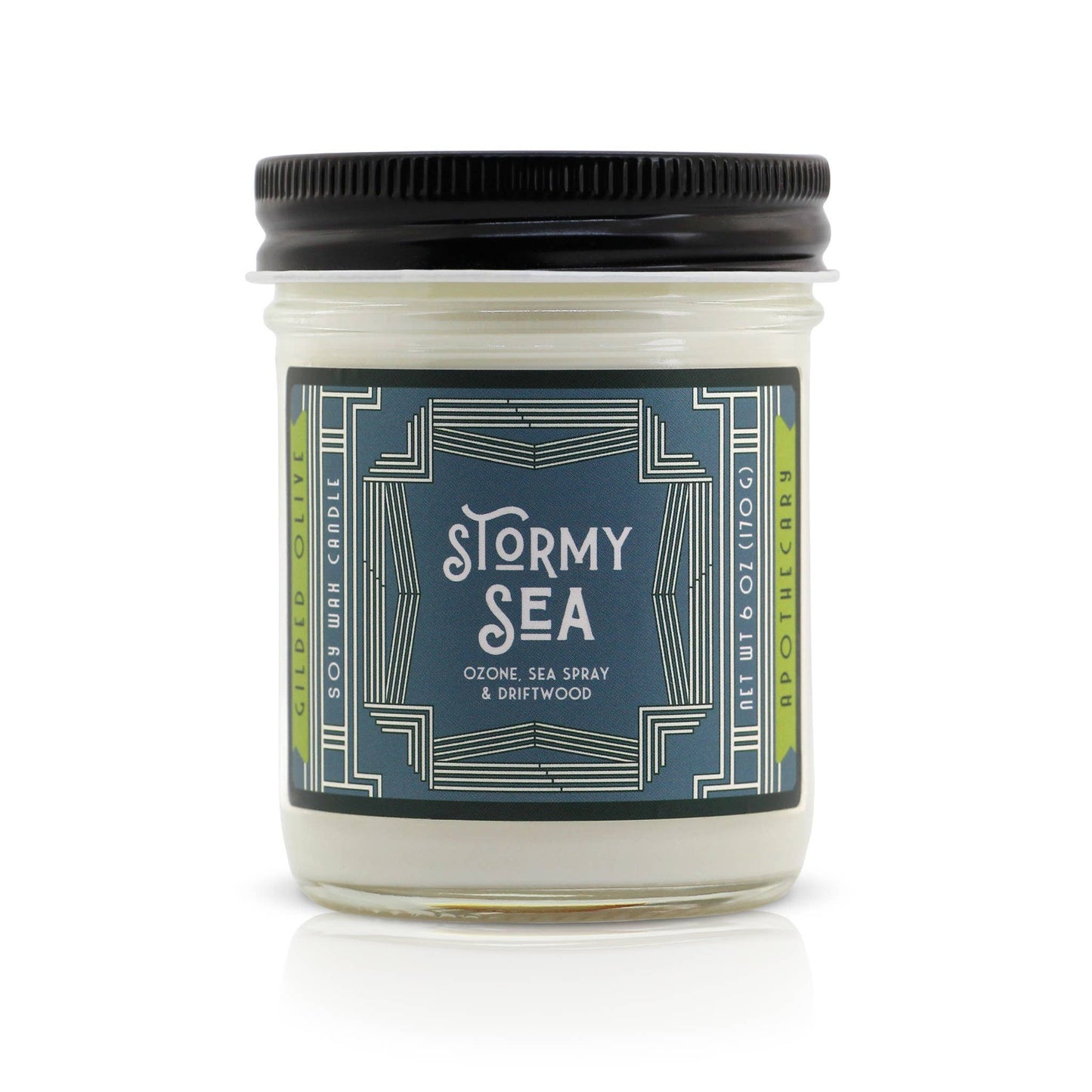 Soy Candle – Stormy Sea – Ozone, Watery Greens & Driftwoods