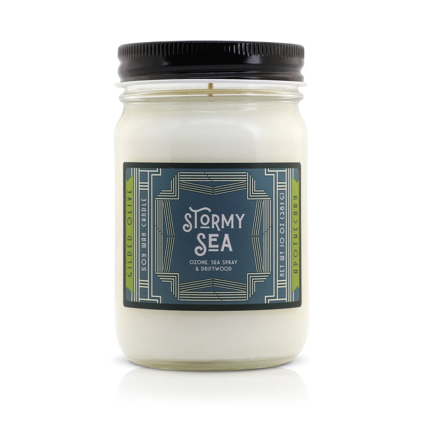Soy Candle – Stormy Sea – Ozone, Watery Greens & Driftwoods
